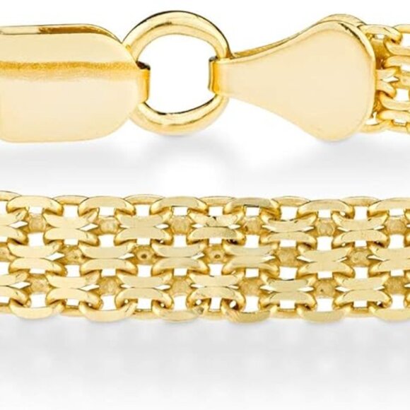 Sterling Silver Mesh Bracelet 6mm 18K Gold Plated Womens Gift Jewelry - Picture 1 of 5
